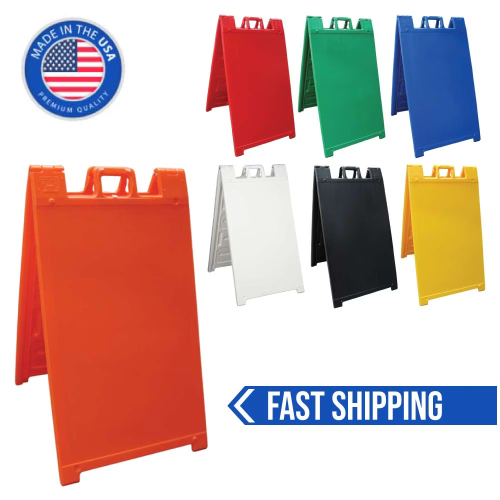 Plasticade Signicade Folding Sidewalk Double Sided Sign Stand 4 Pack Blue 