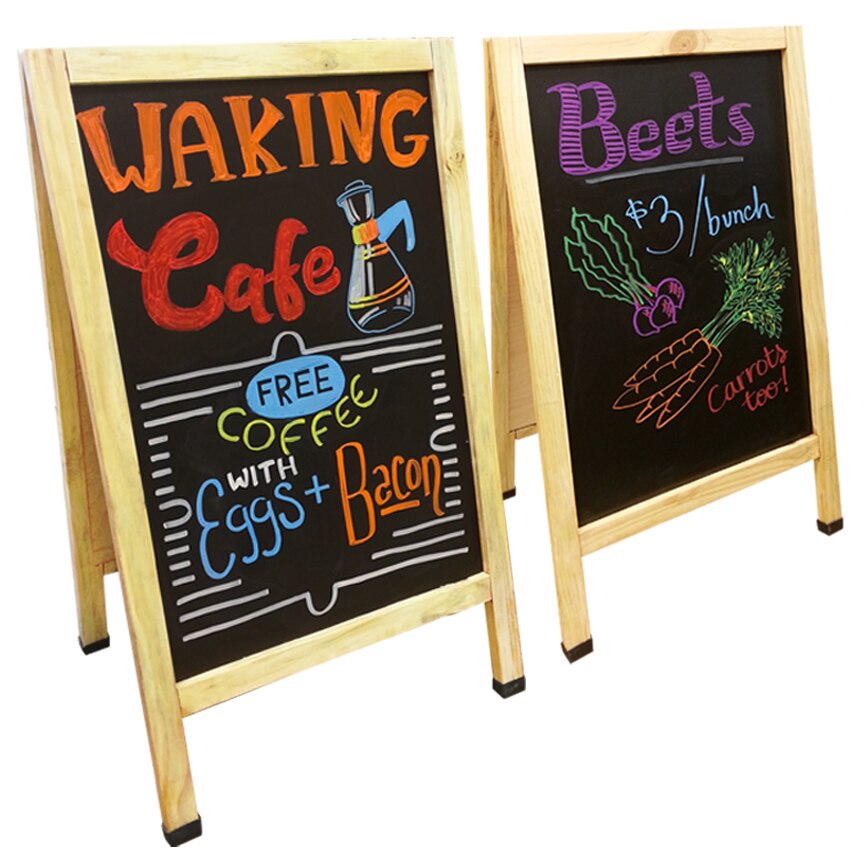 Wooden AFrame Chalkboard with 8 writeon/wipeoff Liquid Chalk Markers