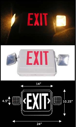 skull Ass reservoir LED Emergency Exit Sign Exit Sign - Red Swivel Combo Unit