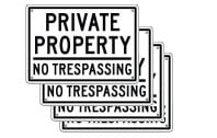 4 Pack of Private Property / No Trespassing 10 x7  Econo-Sign SD-AS-SD02L-kit-4pack - image 1