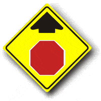 Stop Sign Ahead - with Red Stop Sign Symbol W3-1SRA22 - image 1