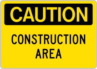 OSHA Safety Sign : Caution - Construction Area OSHA-CautionSign-0103 - image 1