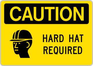 OSHA Safety Sign : Caution - Hard Hat Required HARD HAT SYM OSHA-CautionSign-0127 - image 1