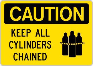 OSHA Caution Sign: Keep All Cylinders Chained SYM CYLINDERS ...