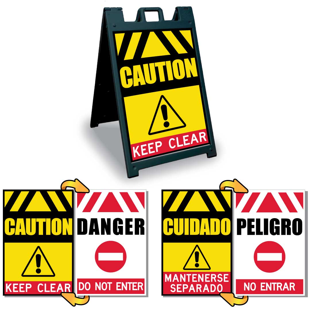 Black Signicade Deluxe with 2 Caution / Danger signs SD-140BK-Plus-CAUTION-DANGER-001 - image 1