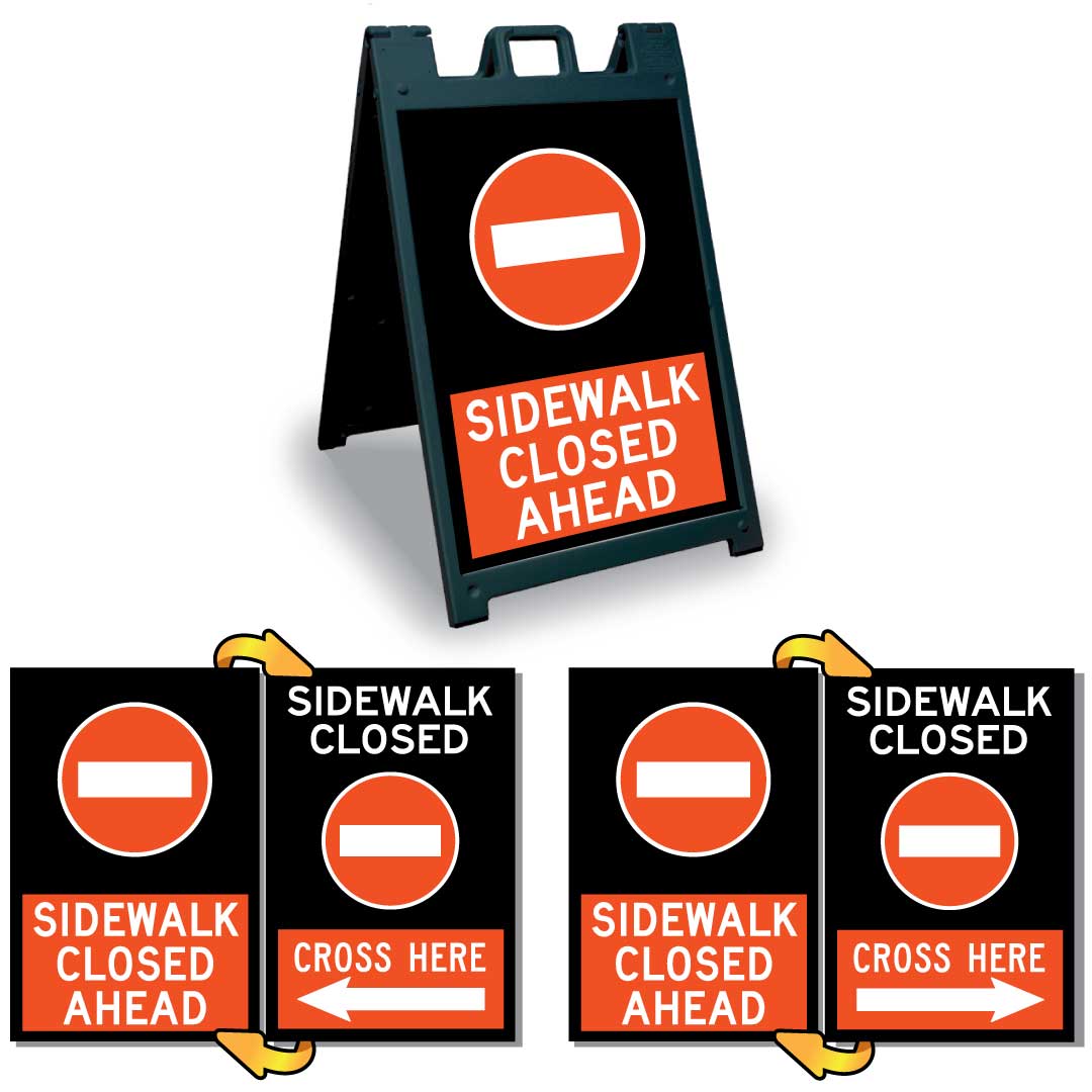 Black Signicade Deluxe with two Sidewalk-Closed signs SD-140BK-Plus-Sidewalk-Closed-001 - image 1