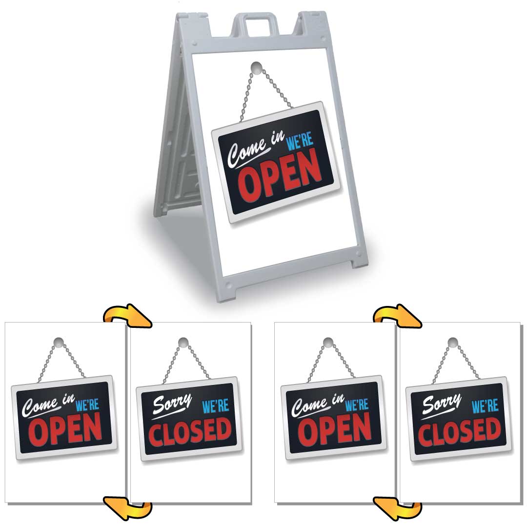 Gray Signicade Deluxe with 2 We Are Open/Closed signs SD-140-Gray-PLUS-We-Are-Open-002 - image 1