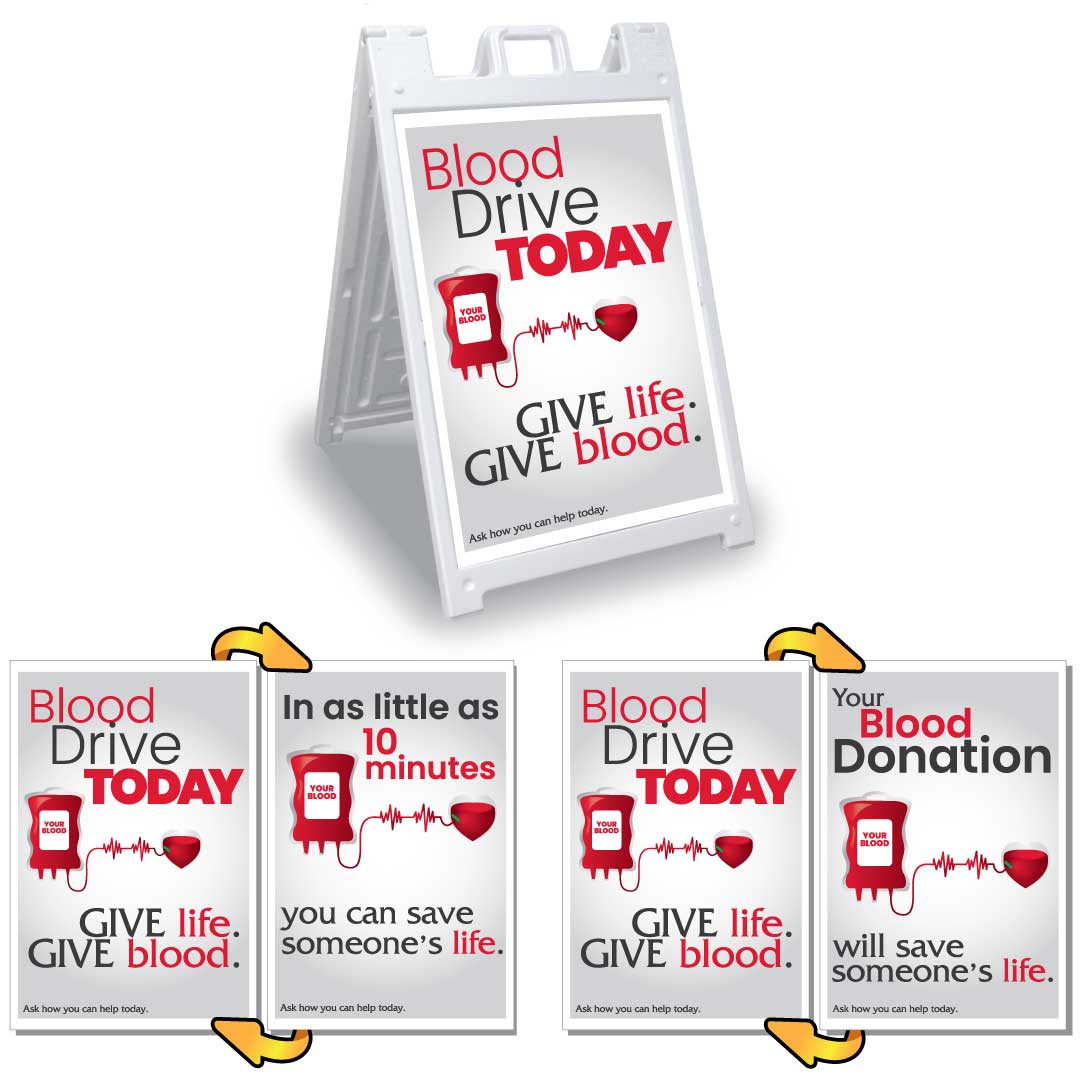 White Signicade Deluxe with 2 give Blood signs SD-140W-Plus-Give-Blood-001 - image 1