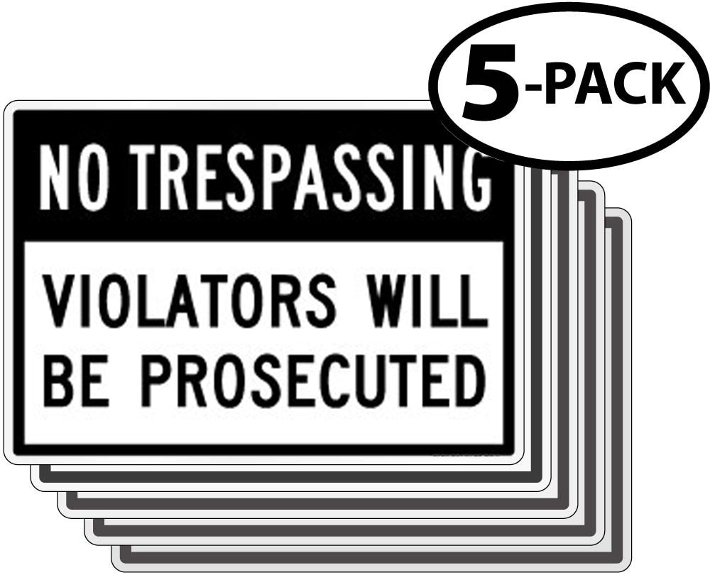 5 Pack of No Trespassing - Violators will be Prosecuted Signs 6.3 x9  SD-AS-SD06-kit-5pk - image 1