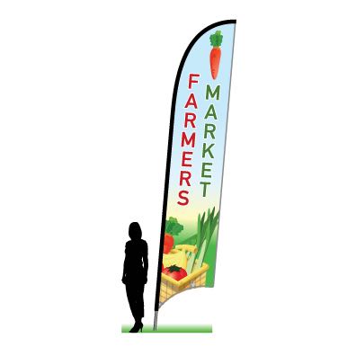 Farmers Market flag with ground spike, flag pole and bag Sd-Feather-Farmers-Market-Spike-Kit - image 1