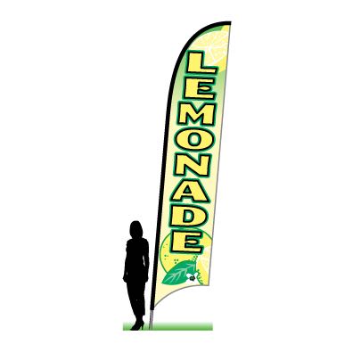 Feather Lemonade flag with ground spike, flag pole and bag Sd-Feather-Lemonade-Spike-Kit - image 1