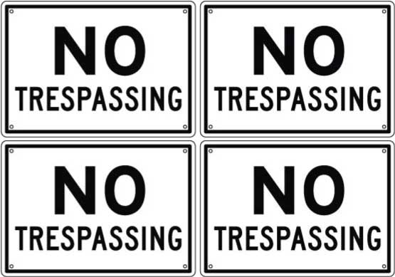 No Trespassing Sign - 4 Pack - 6.3 x9  SD-AS-9L-kit-4pk - image 1