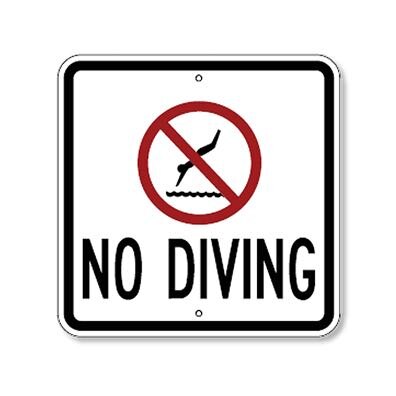 No Diving 18 inch  x18 inch S2-18 - image 1