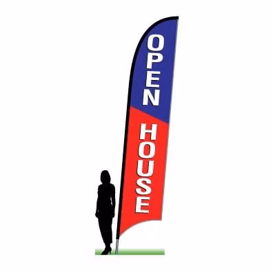 Feather Open-House flag with ground spike, flag pole and bag Sd-Feather-Open-House-Spike-Kit - image 1