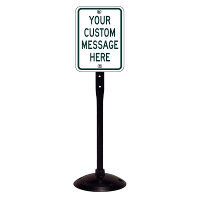 Complete Cast Iron Sign Base with Custom Reflective 080 Sign SD-14-FLAT-NUTS-BOLTS-1218-custom-sign - image 1