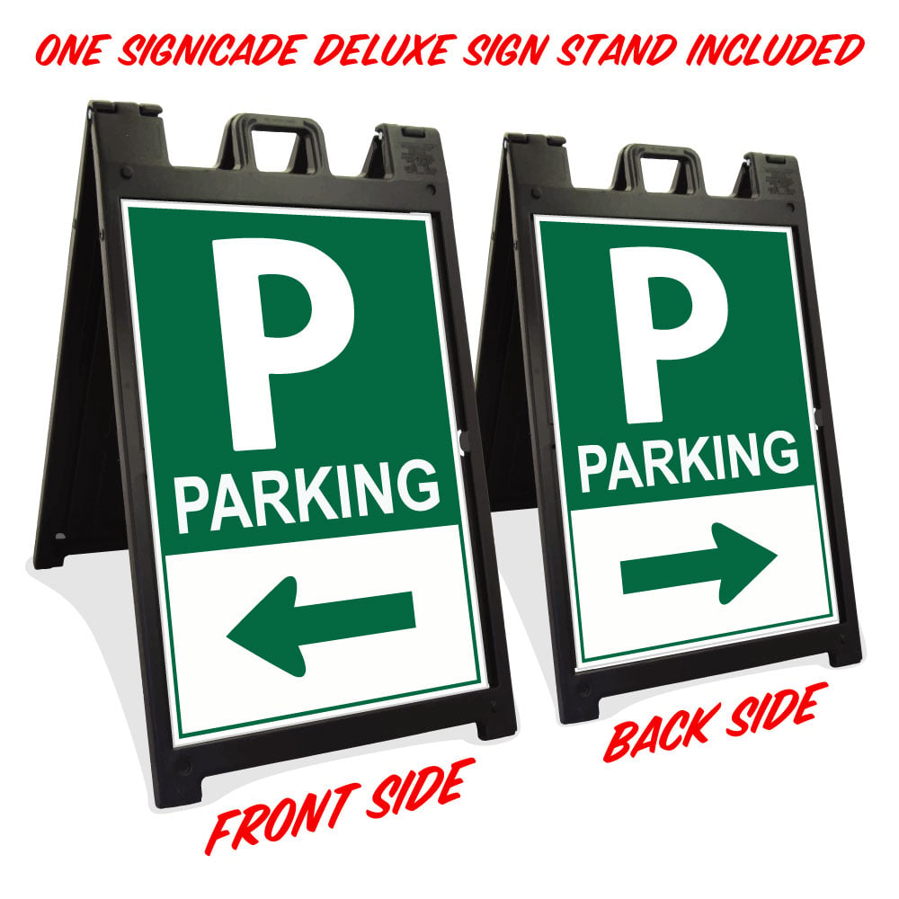 Black Signicade Deluxe with two directional Parking signs v001 SD-140BK-PLUS-Parking-001 - image 1