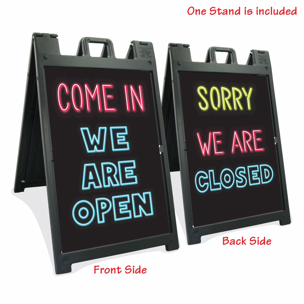 Black Signicade Deluxe with 2 We Are Open/Closed signs SD-140BK-PLUS-We-Are-Open-001 - image 1