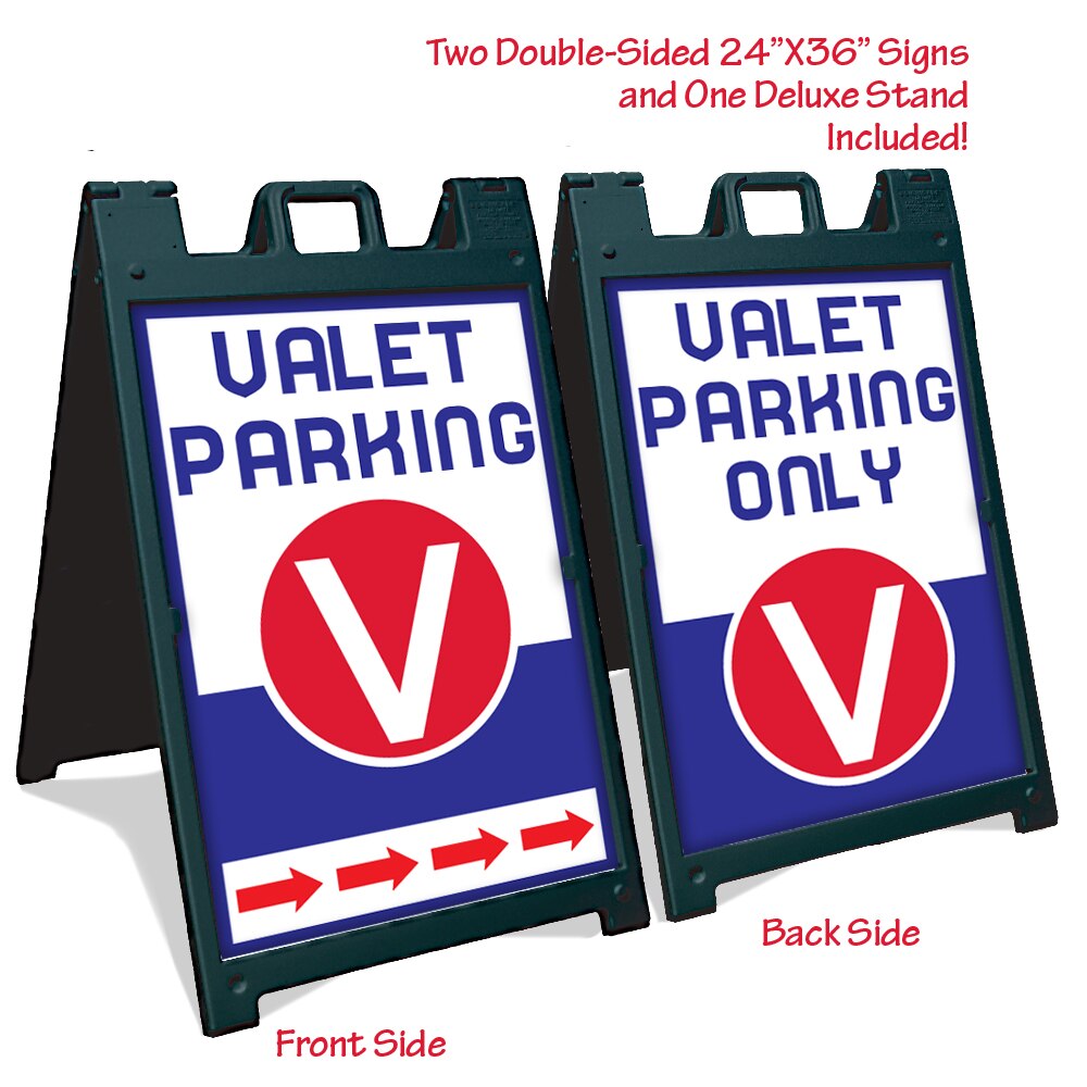 Black Signicade Deluxe with two Valet Parking signs v003 SD-140-BK-PLUS-Valet-Park-v003 - image 1
