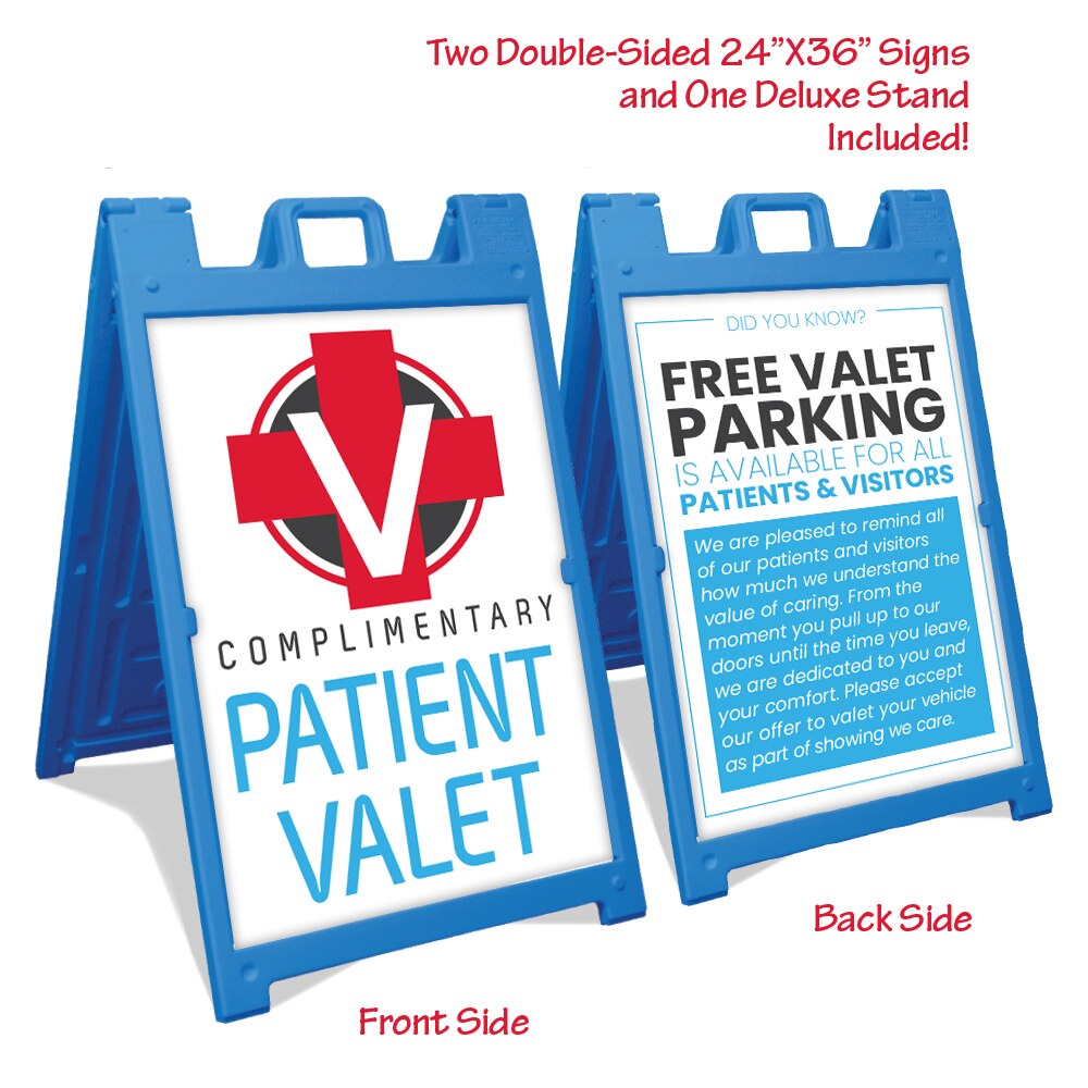 Blue Signicade Deluxe with two Patient-Valet signs SD-140BLU-plus-Patient-Valet-001 - image 1