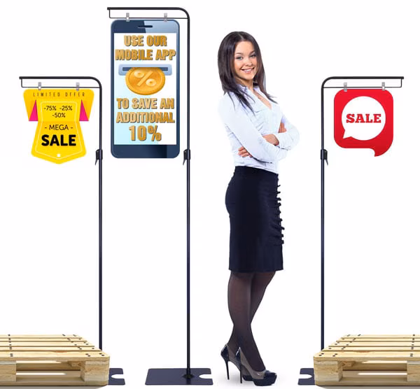 Pallet Sign Stand - Adjustable Height SD-DCM-PLT-CLP-BLK - image 1