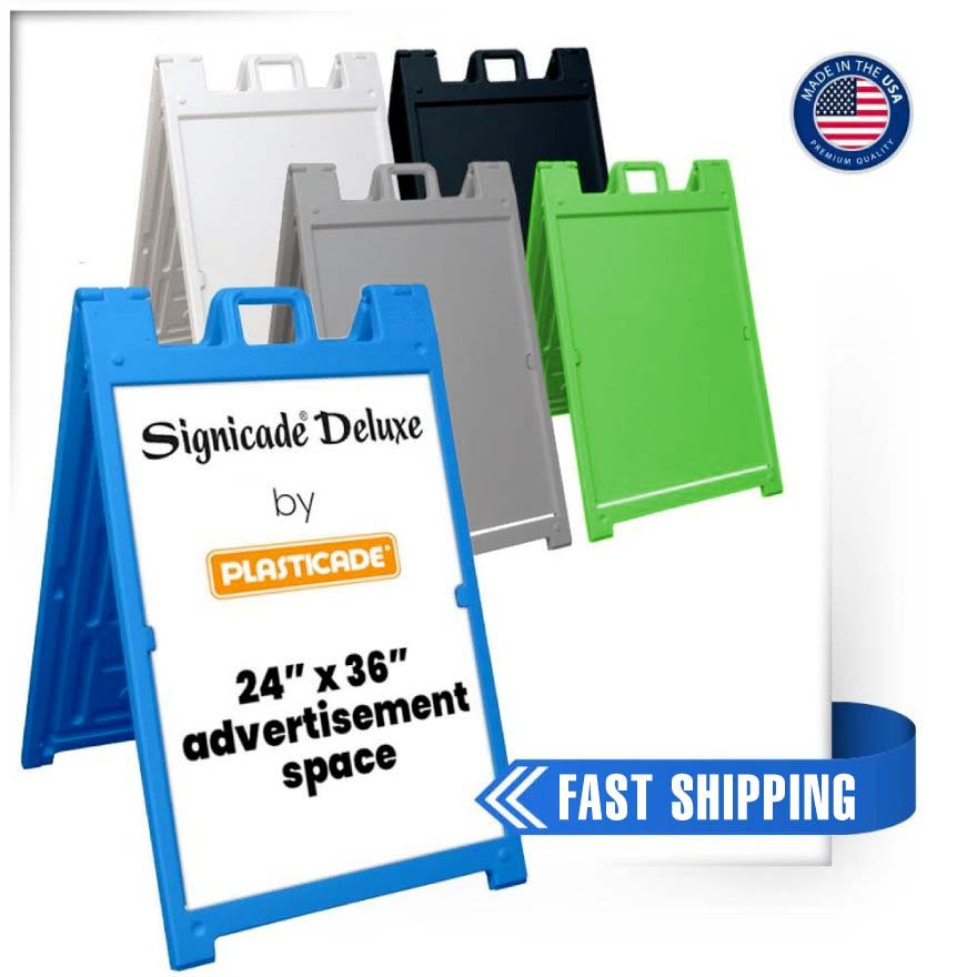 Black Plasticade Deluxe Signicade Portable Folding Double Sided Sign Stand 