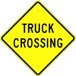 30 inch x30 inch  Truck Crossing (words) Sign W8-6RA22 - image 1