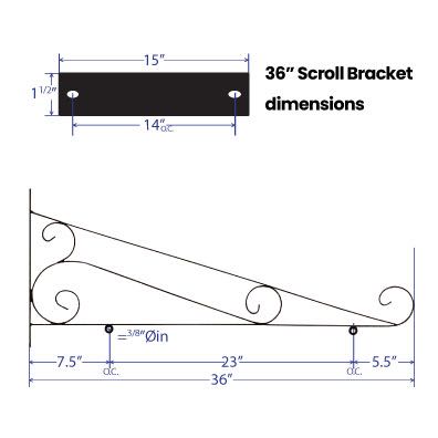 36  Hanging Sign Scroll Bracket with 30 x18  sign blank SC36BB-Kit - image 2