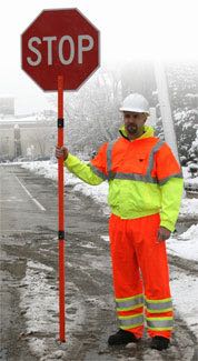 24 inch  Reflective Stop/Slow Paddle with 6 ft 2-pc extension pole STOP-AL-2484R - image 1