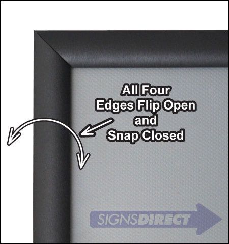 Snap Open Quick Change Sign Frame - 8.5 inch x11 inch  Black with square corners sd-Snap-Frame-8-5x11-BK-SQ - image 1