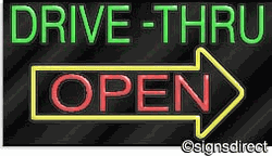 Drive-Thru Open Neon Sign w/Arrow 10401 - image 1
