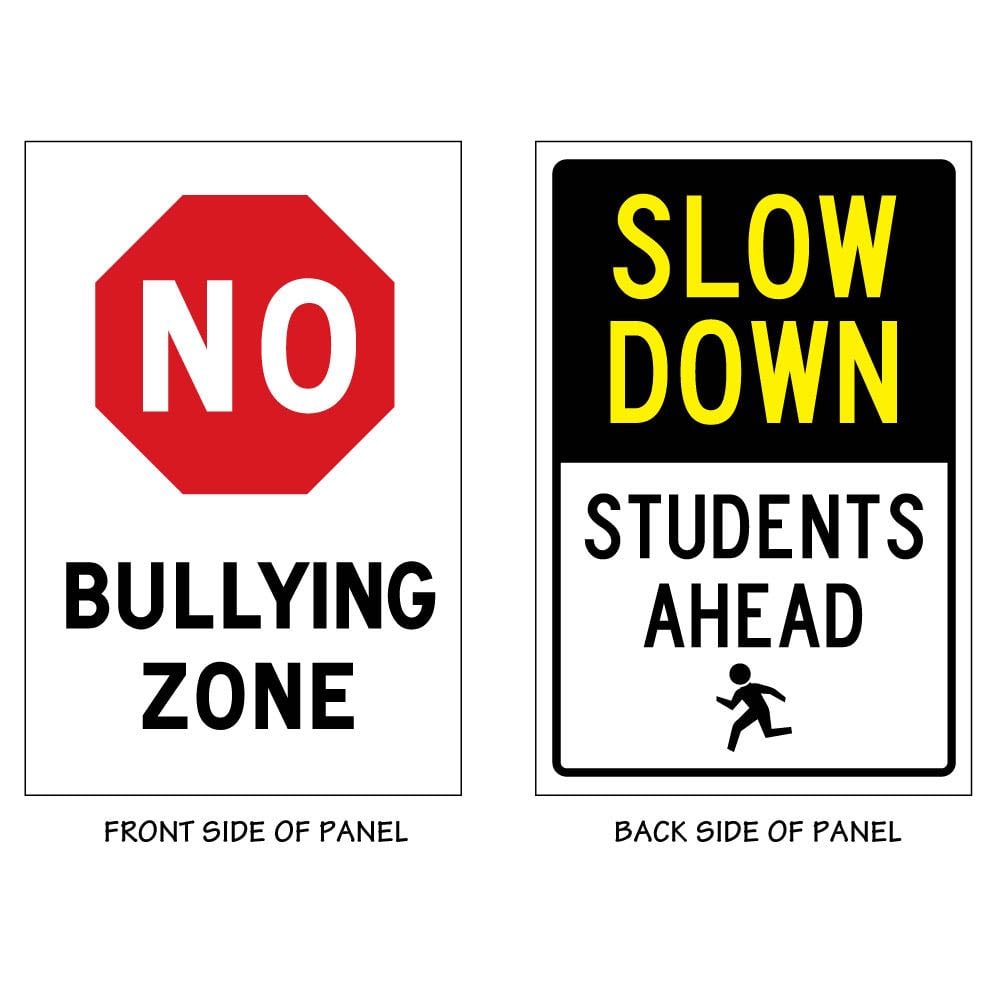 White Signicade Deluxe with 2 Slow Down / No Bully signs SD-140-White-Slow-Bully-001 - image 2