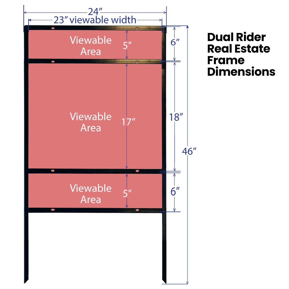 Deluxe USA Dual Rider 24 x18  Slide-In Angle Iron Real Estate Sign SD-DualC290 - image 3
