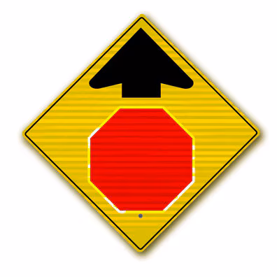 Stop Sign Ahead - with Red Stop Sign Symbol W3-1SRA22 - image 1