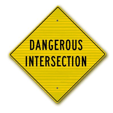 24 inch x24 inch  Dangerous Intersection W2-66RA16 - image 1