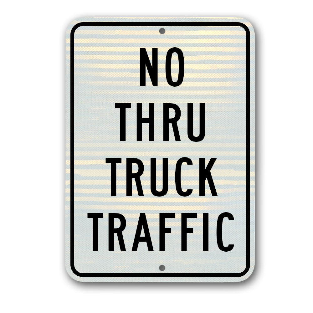 No Thru Trucks Aluminum Metal Street & Road 12" x 12" Warning Sign 