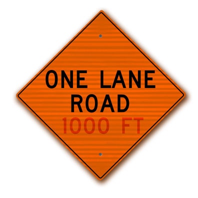 36 inch x36 inch  One Lane Road {*} (*specify distance) W20-4RA27 - image 1