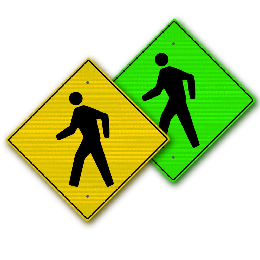 Children crossing road sign. Yellow diamond background. Traffic