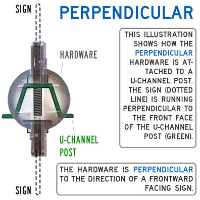 5 1/2 inch  and 12 inch  slot U-Channel Post Street Sign Bracket (perpendicular) SD-BRACKET-BA90 - image 4