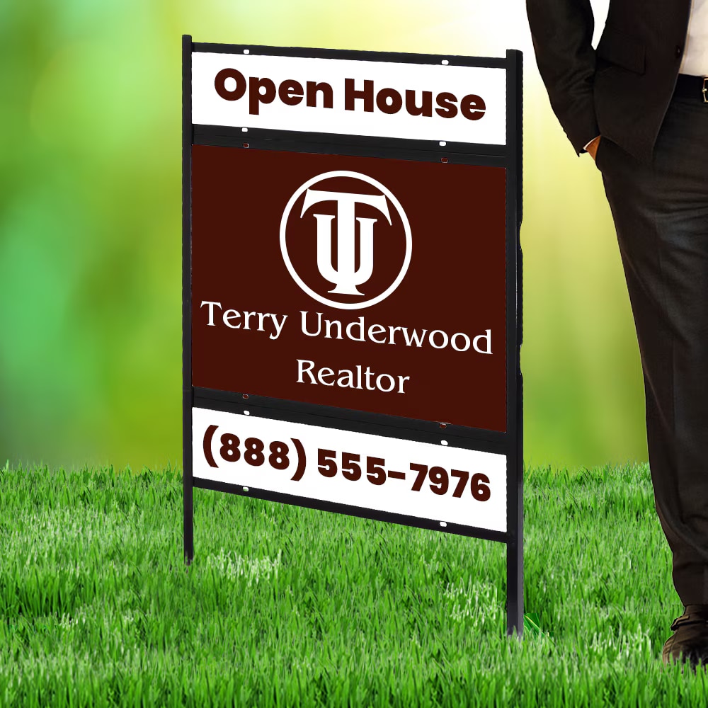 Deluxe USA Dual Rider 24"x18" SlideIn Angle Iron Real Estate Sign