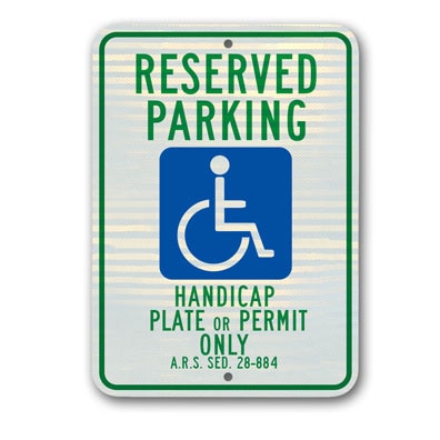 Sign - Arizona / Handicap Parking 12 inch x18 inch  / .080 EGP Reflective AZ1218RA5 - image 1