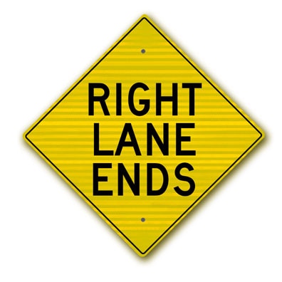 30 inch x30 inch  Right Lane Ends sign W9-1RA22 - image 1