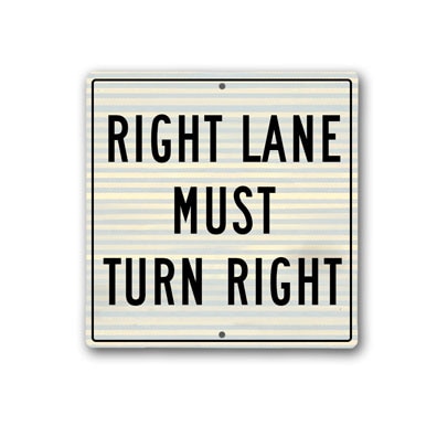 30 inch x30 inch  Right Lane Must Turn Right Sign - High Intensity Reflective R3-7RRA22 - image 1