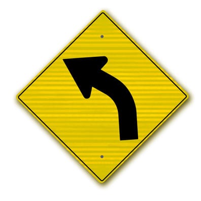 Diamond - Road Curves Left Symbol sign W1-2LRA - image 1