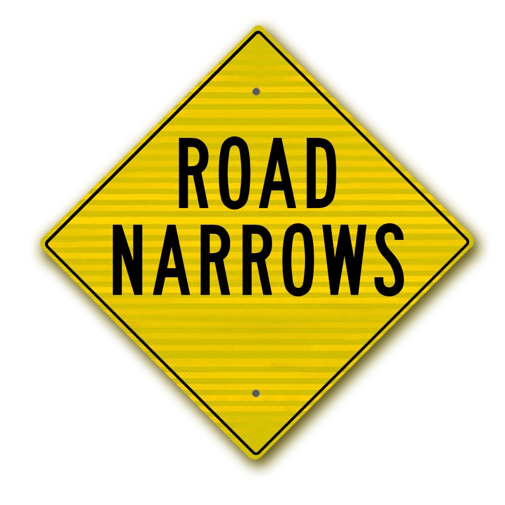 30"x30" Road Narrows Sign
