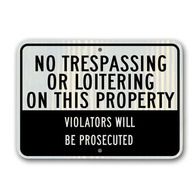 No Trespassing or Loitering, Violators Prosecuted 18 inch x12 inch SD-G-93RA5 - image 1