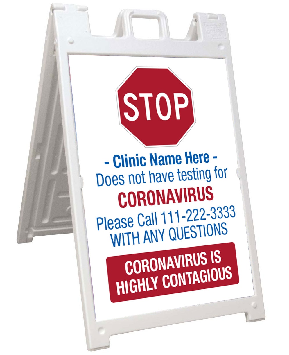 White Signicade Deluxe with 2 STOP, CORONAVIRUS No Testing  Signs SD-140-white-coronavirus-02 - image 1