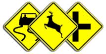 Yellow Warning Signs with a Pictograph or Symbol